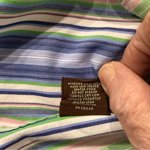 Tailorbyrd Long Sleeve Shirt Button Up Multicolor Blue Striped Men’s Size Medium - Picture 10 of 10